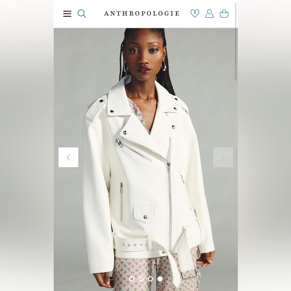 NWT with damage Blanknyc White Faux Leather Slouchy Moto Jacket Anthropologie